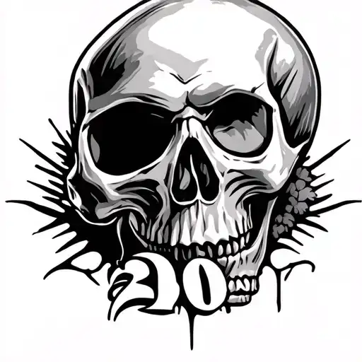 Skull With 20 Years Symbolized
