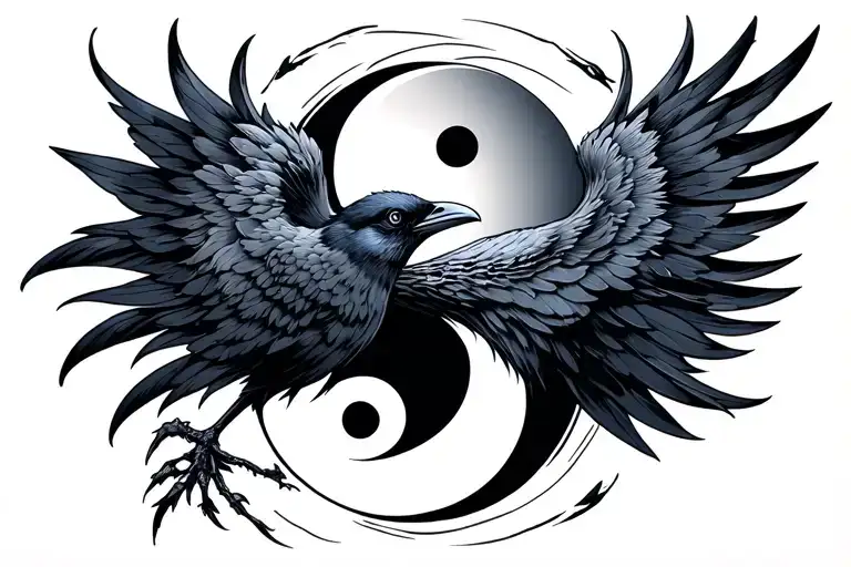 Crow Yin Yang Symbol Incorporated