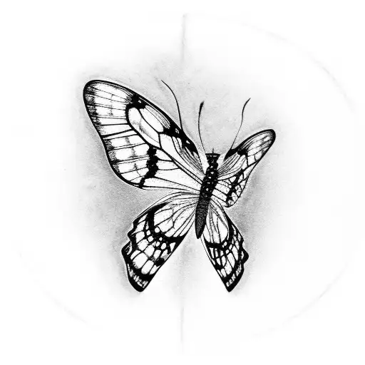 Red Circle With Black And White Butterfly And Crown