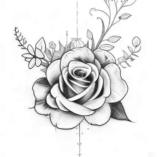 Design A Tattoo Showcasing The Elegance Of Nature With A Mix Of Flowers And Climbing Plants
