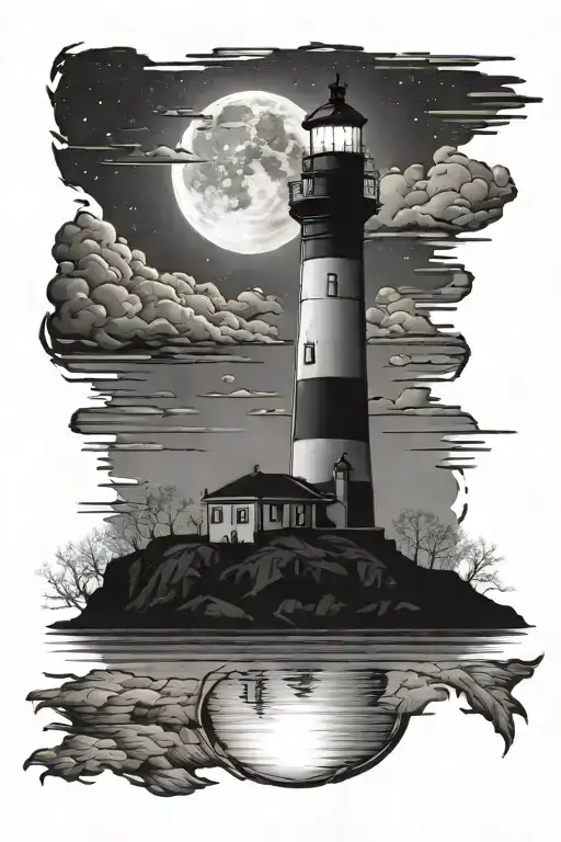 Lighthouse Moonlight Reflection
