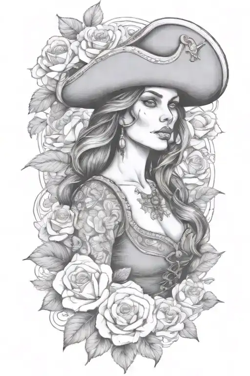 Female Pirate With Flowers Growing
