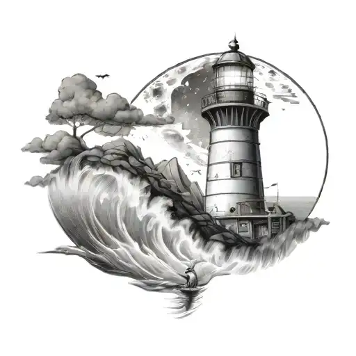 Realistic Lighthouse Moonlight