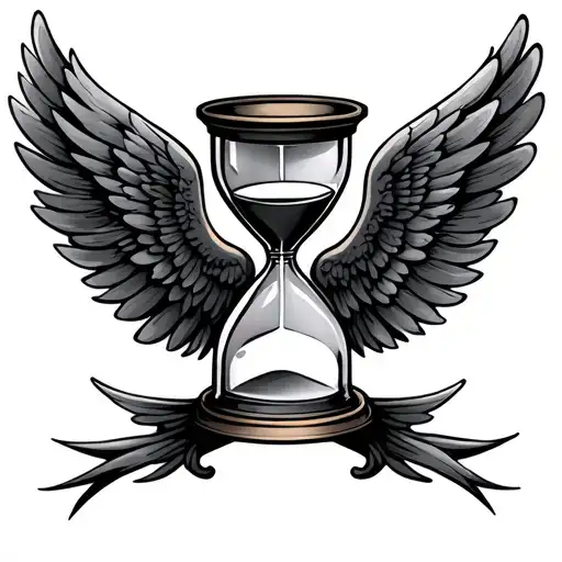 Hourglass With Wings Flying