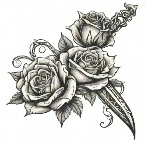 Dagger And Rose Intertwined
