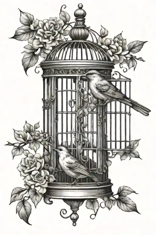 Birdcage With Open Cage Door