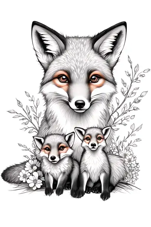 Fox Mother Guiding Babies