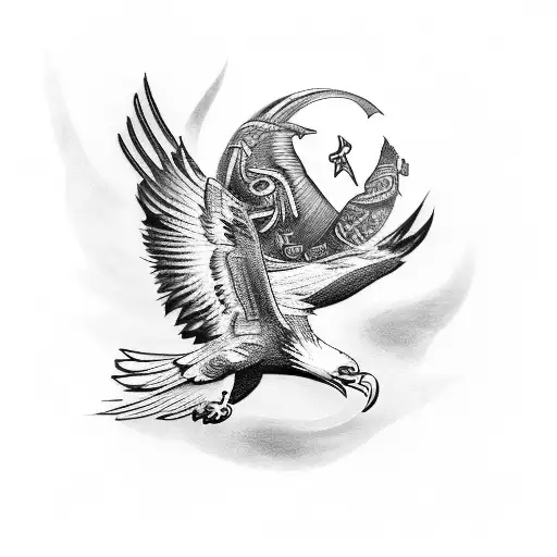 Design A Tattoo Featuring A Majestic Eagle With Stock Market Tickers As Feathers