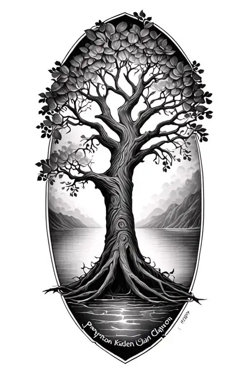 Tree Of Life Tattoo With The Names Peyton Kaden Clayton