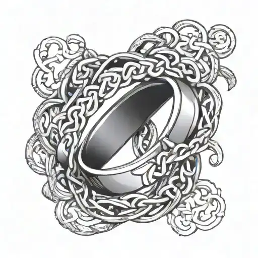 Wedding Rings Chain Wrapped And Names Incorporated