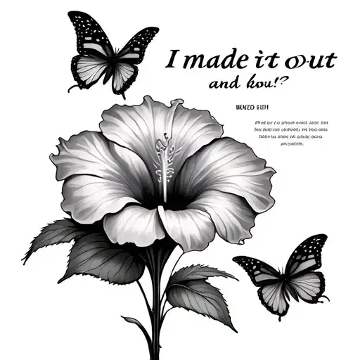 Butterflies With A Quote That Says I Made It Out And A Hibiscus Flower