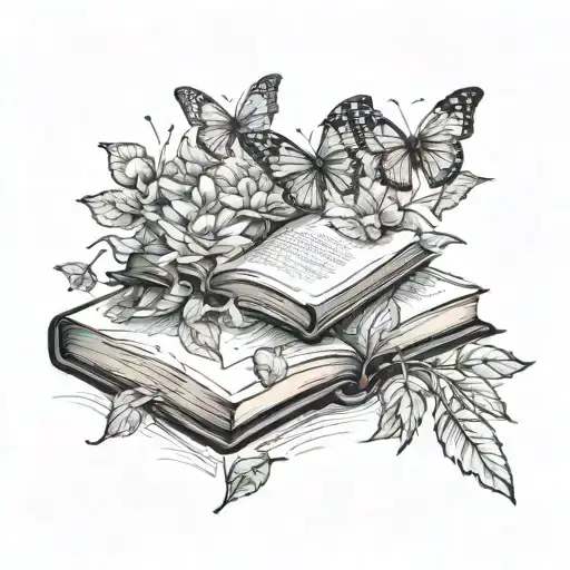 Book With Butterflies Flying Out And New Plant Life