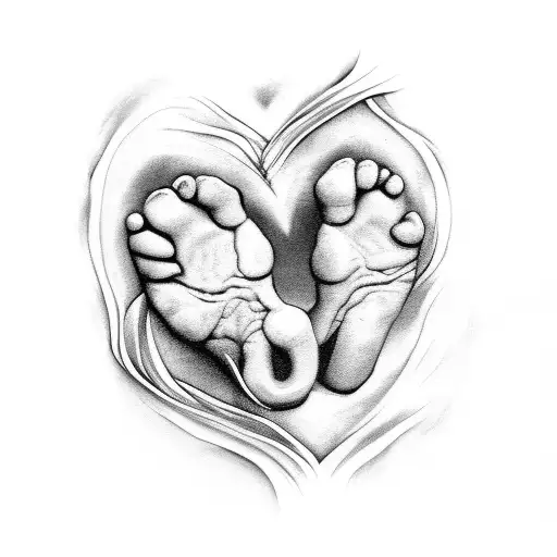 Baby Foot Print Heart Quaternary Knot