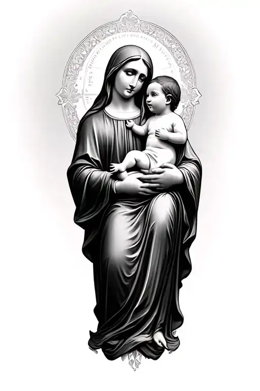 Mother Mary Holding Baby Jesus