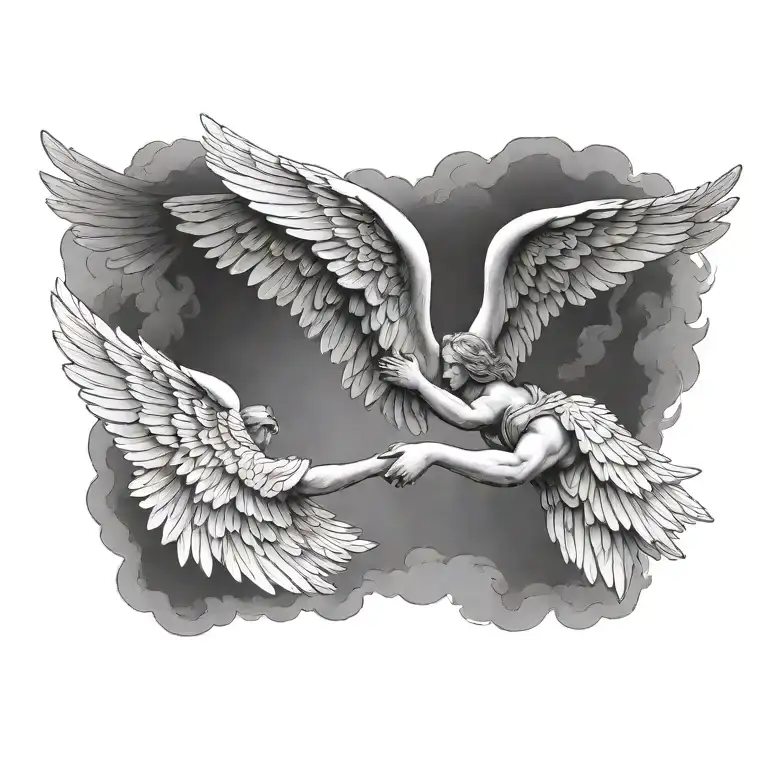 Flying Angel Holding Hands Reaching