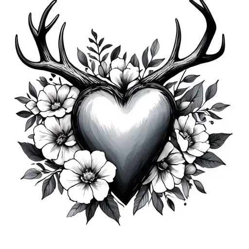 Deer Antler Heart Flowers