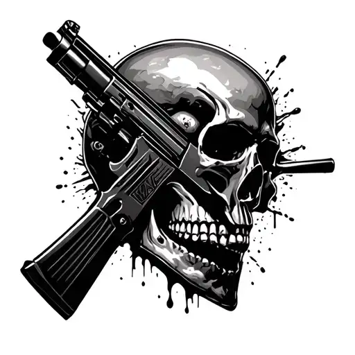 Ak47 Coming Out Of A Skull