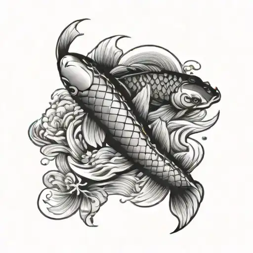 Koi Fish Swimming Upstream