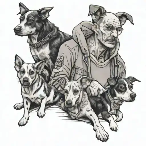 Man With 3 Kids And Dogs