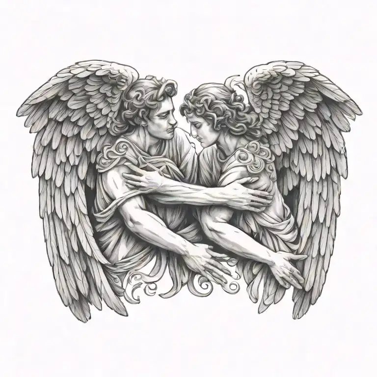 Flying Angel Holding Hands Reaching