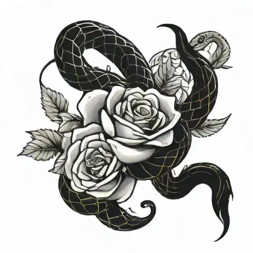 Snake And Rose Surrounded