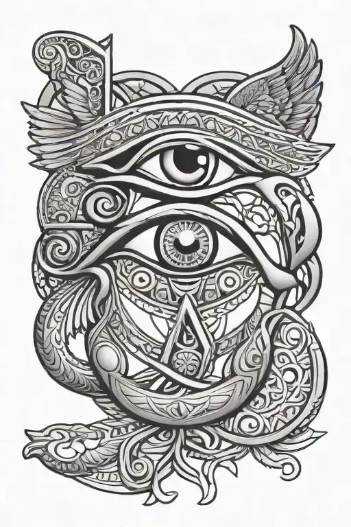 Eye Of Horus And Ra With Ankh Symbol