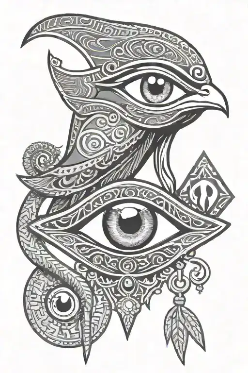 Eye Of Horus And Ra With Ankh