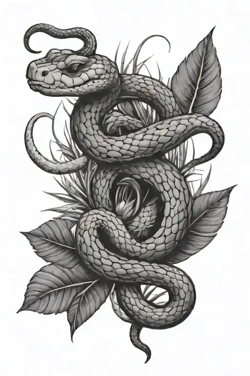 Snake And Plants Intertwined
