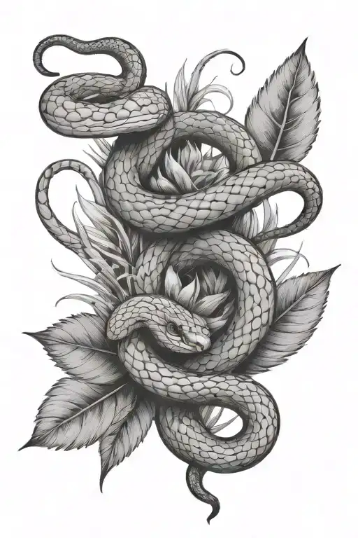 Snake And Plants Intertwined