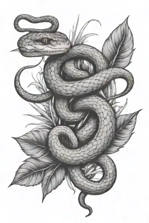 Snake And Plants Intertwined