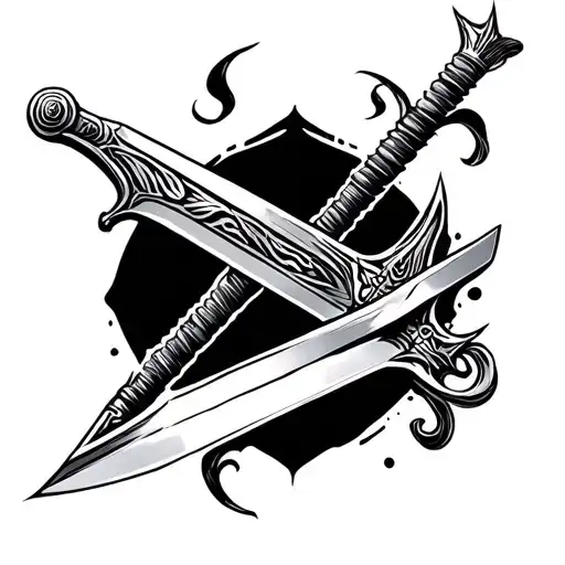 Create A Sketch Of A Jdm White And Black Tattoo With Sword