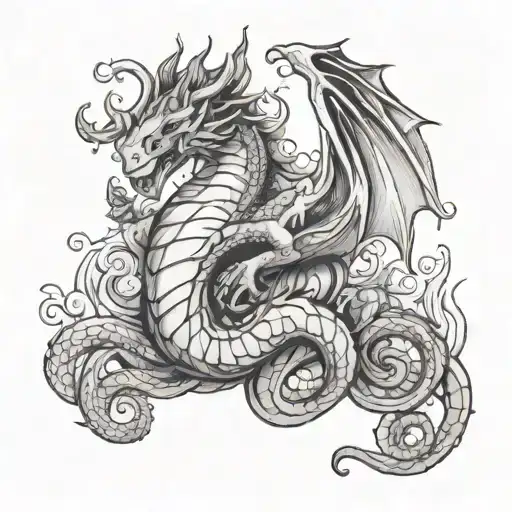 A Mix Of Libra And A Dragon In A Rubberhose Cartoon Style