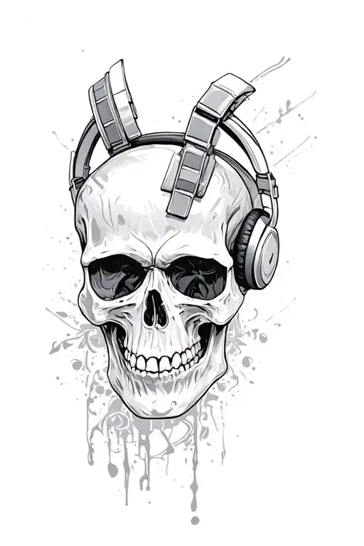 A Skull Wearing Headphones