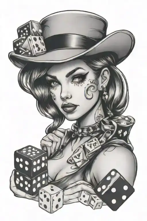 Casino Girl With Dice