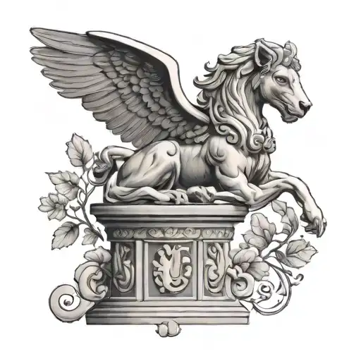 Greek Animal Statue Tattoo Design