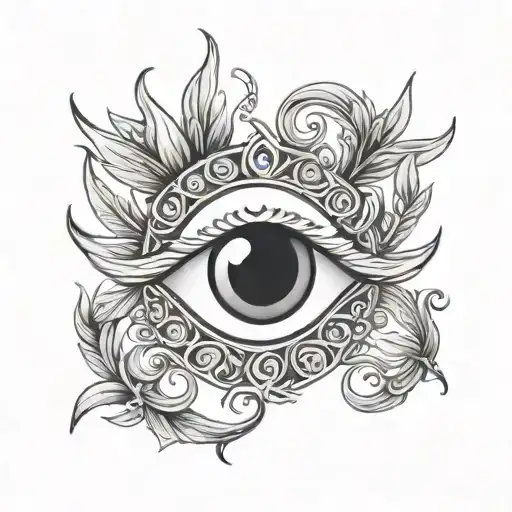 Laurel Wreath Wrapped Around Evil Eye Greek Style