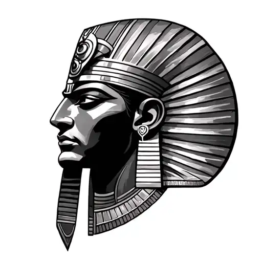 High Contrast Egyptian God Black And Grey Tattoo Design