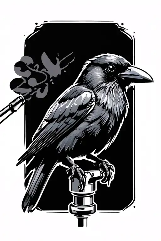 Crow Perched On 50S Mic