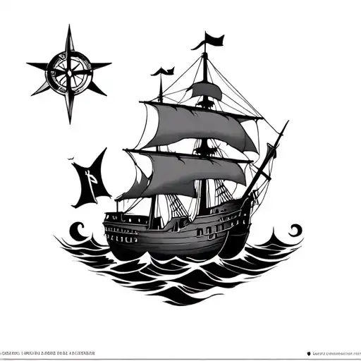 Kracken Poisiedon Compass Pirate Ship Sailing