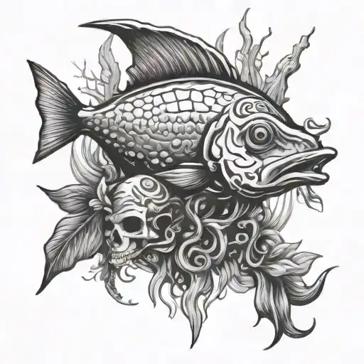 Trident Head With Flying Fish Rum Figg Trees Sea