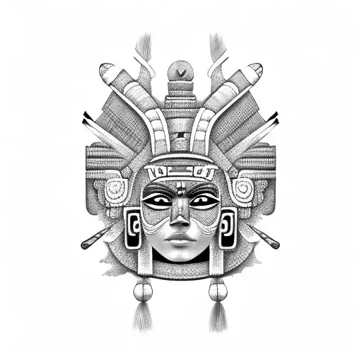 Mayan Warrior Woman Face