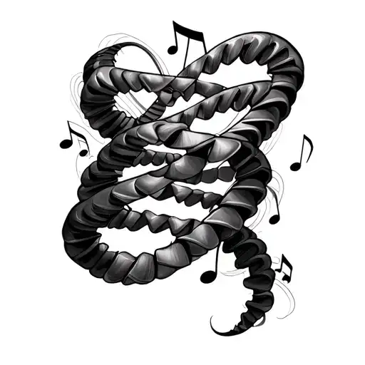 Dna Double Helix Transforming Into Music Scales Intertwined