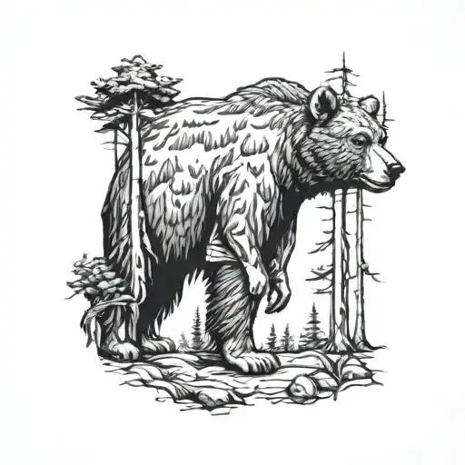 Forrest With A Bear Walking