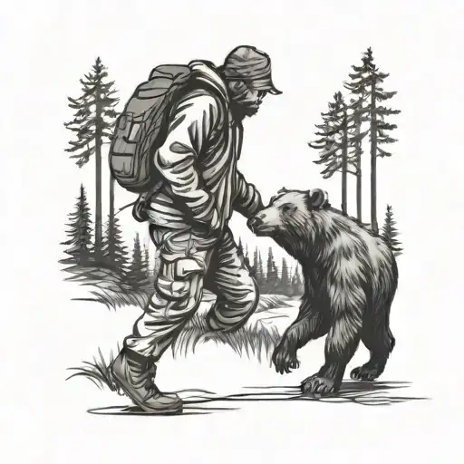 Forrest With A Bear Walking