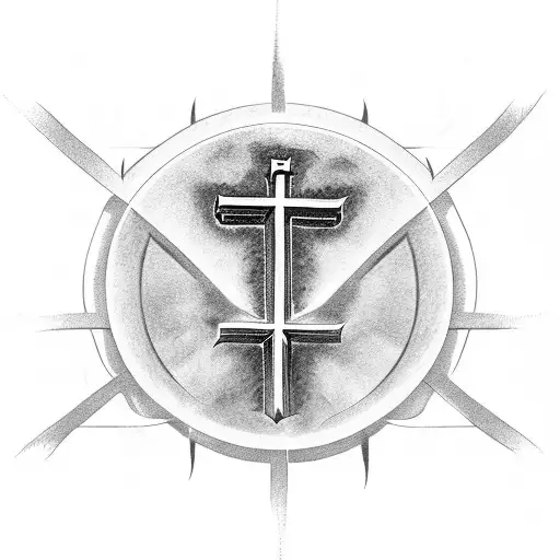 Christian Cross With Wrapped Banner