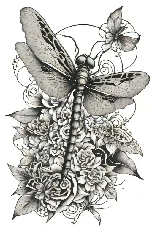 Dragonfly With Small Geo Symteric Shapes