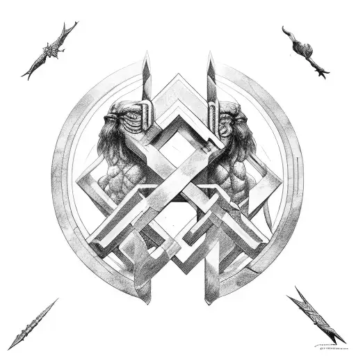 Coding Symbols Integrated Into A Norse Mythology Scene