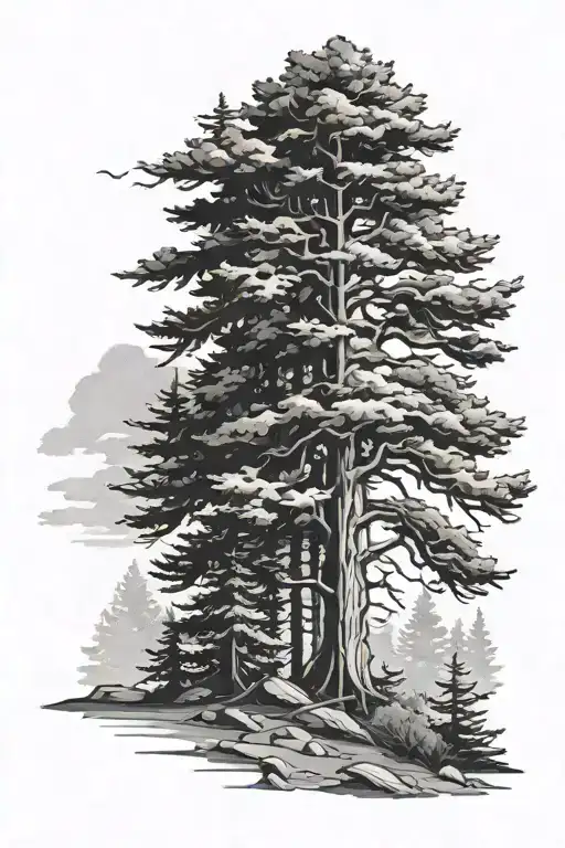 Cedar Tree Forest Scene