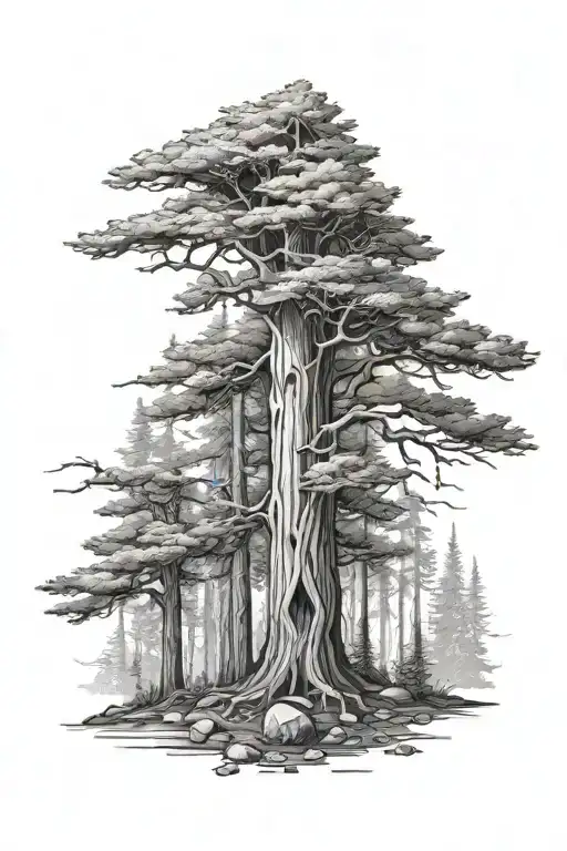 Cedar Tree Forest Scene
