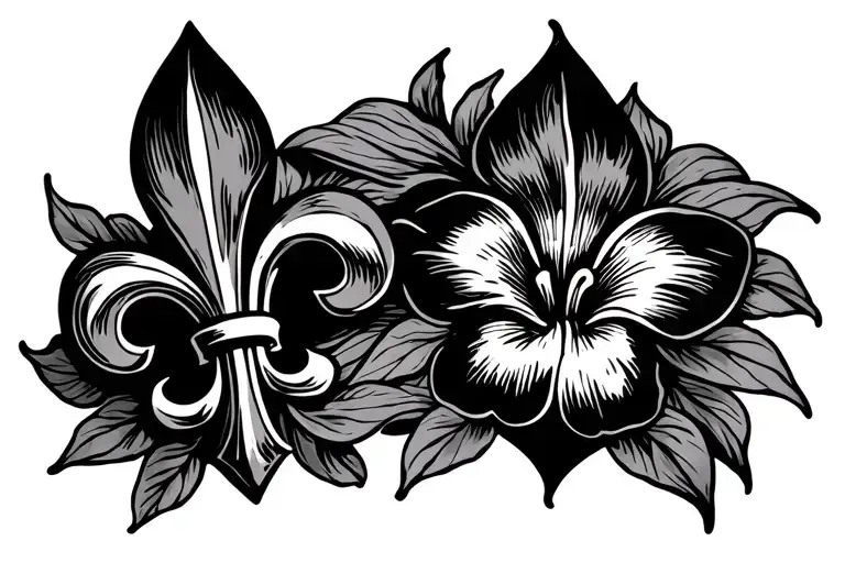 Amor Fati And A Fleur De Lis With A Straight Line